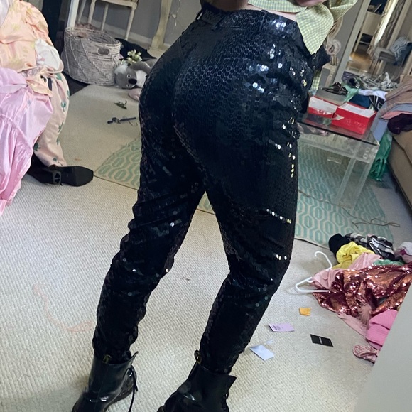 Black sequin vintage pants - Picture 4 of 4